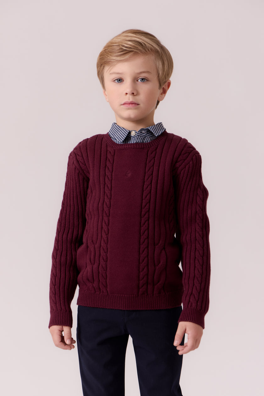 Sean Cable Knit Sweater - Cranberry