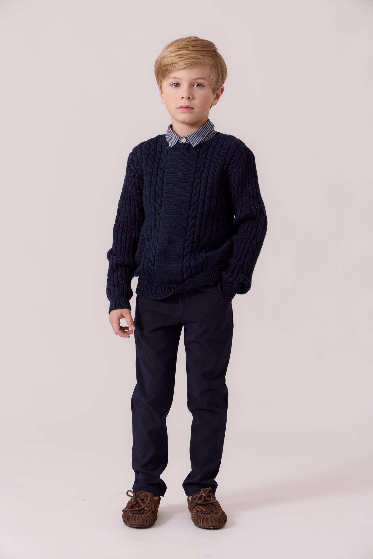 Sean Cable Knit Sweater - Navy
