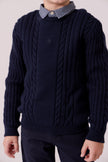 Sean Cable Knit Sweater - Navy
