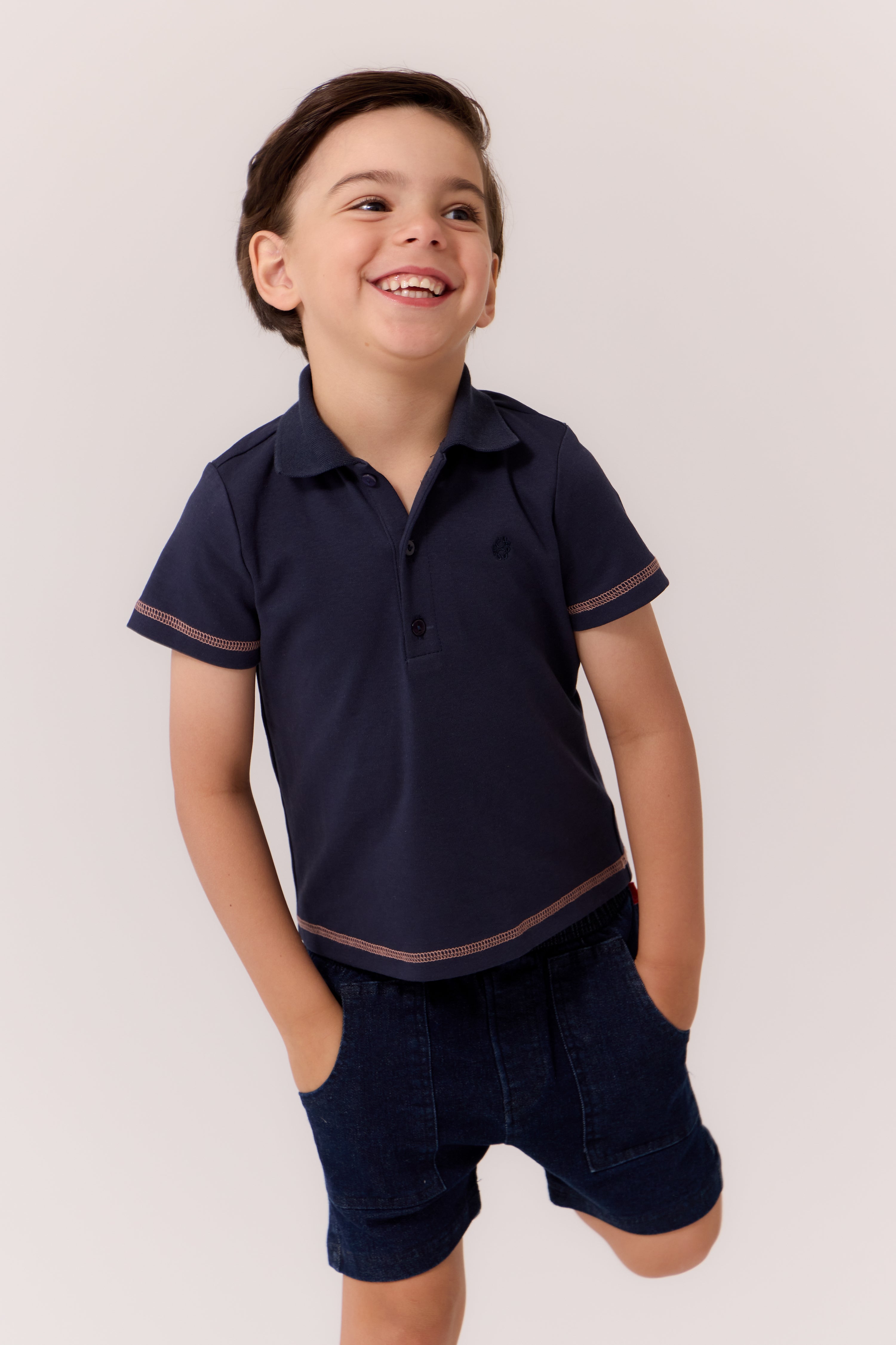 Benny Coverstitch Polo - Navy