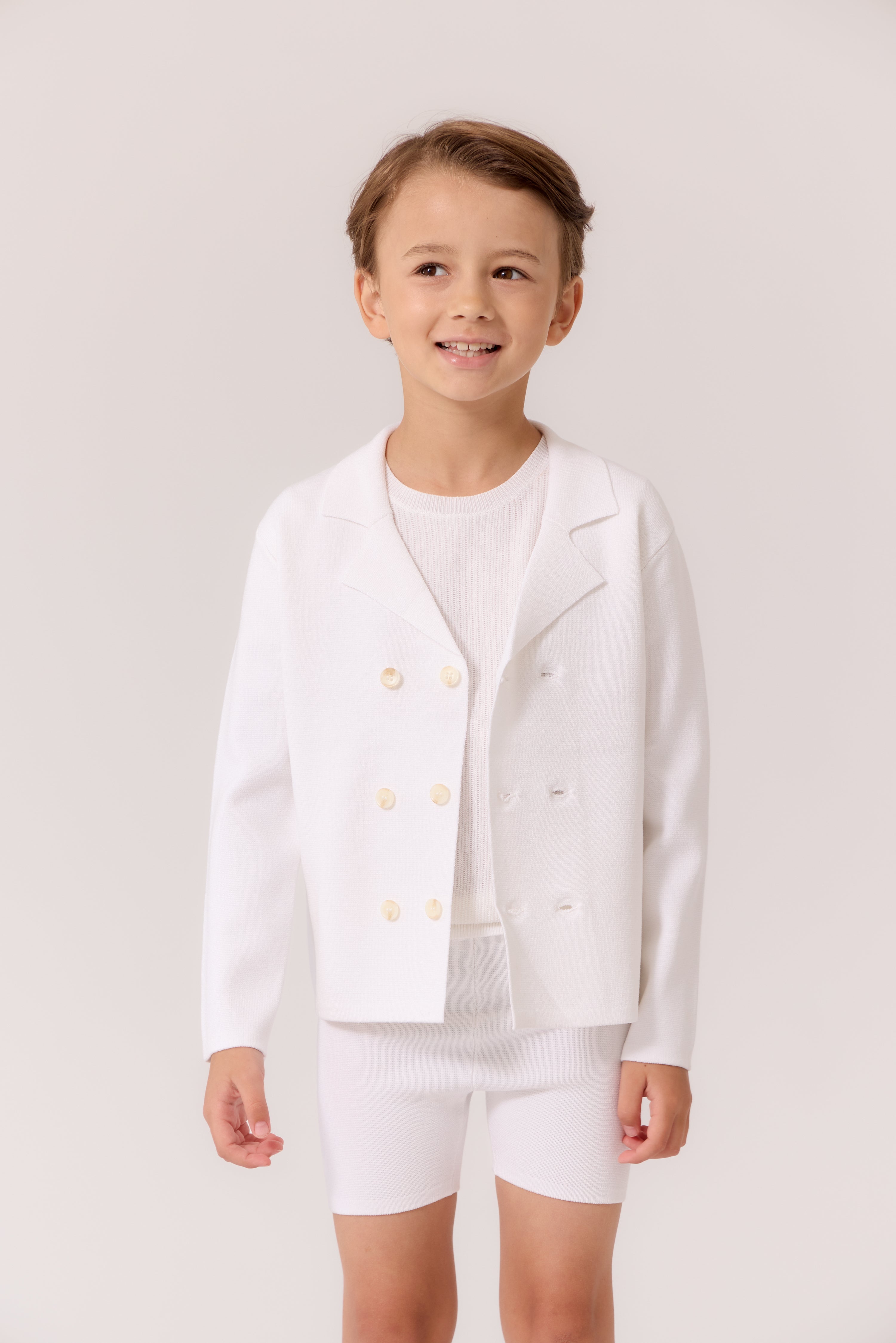 George Piquet Knit Blazer - White