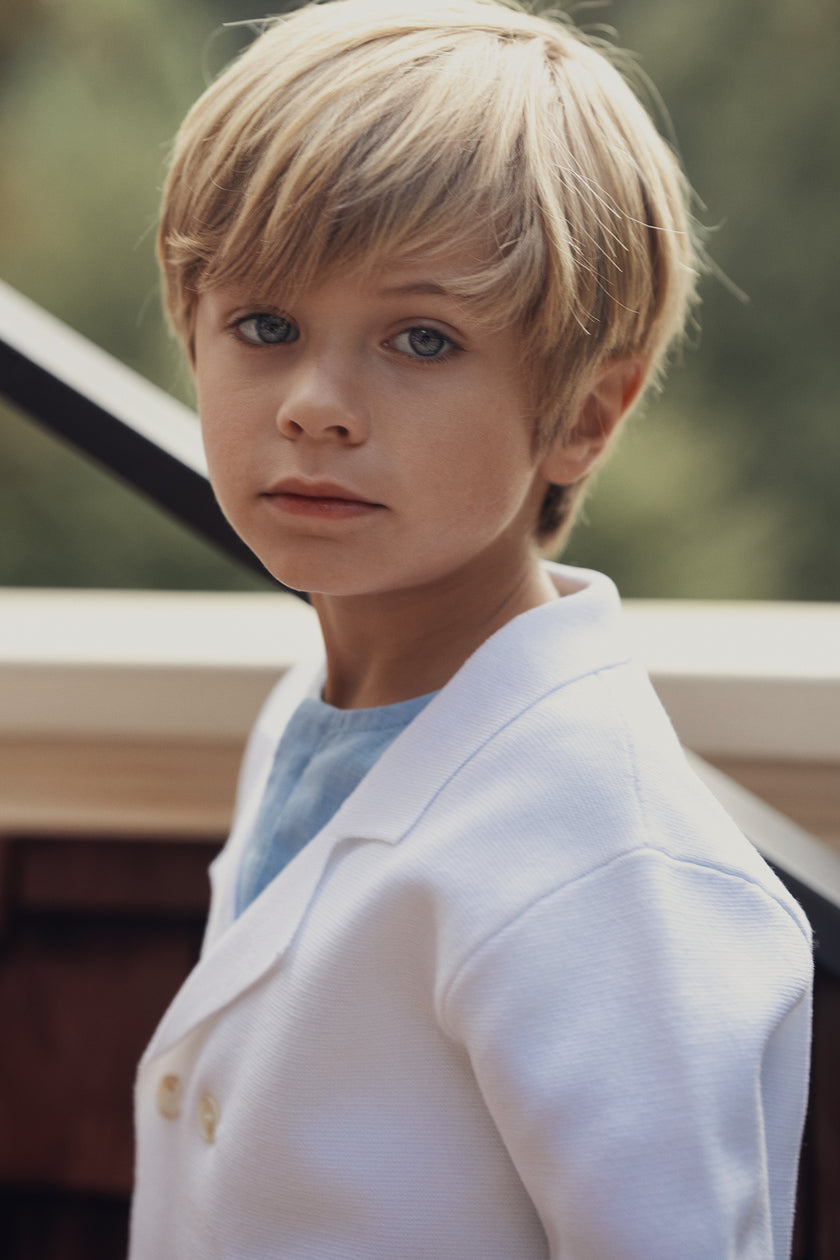 George Piquet Knit Blazer - White