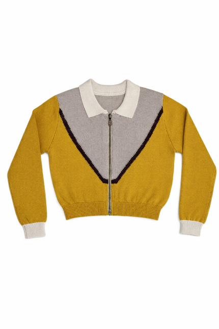 Delilah Knit Zip Up - Mustard